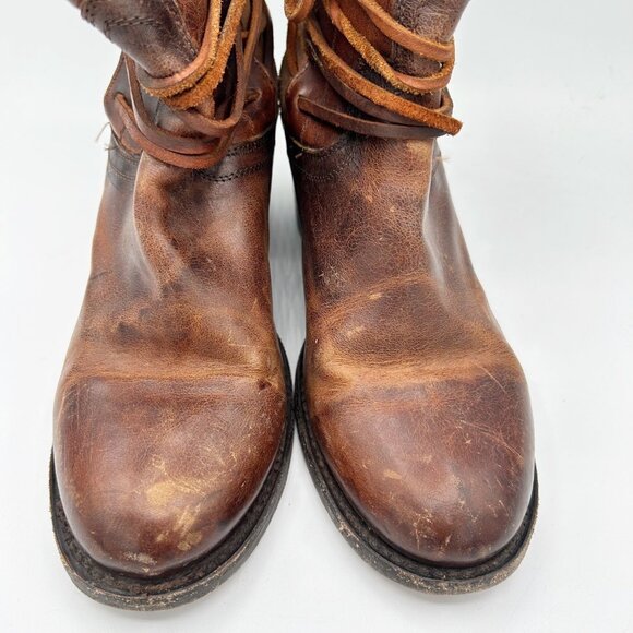 Free Bird Brown Leather Casey Boots Boho Distressed Size 8 Women's - Picture 2 of 6